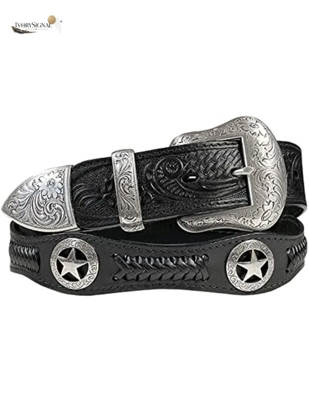 Western Floral Engraved Conchos Belt Genuine Full Grain Leather 1.5